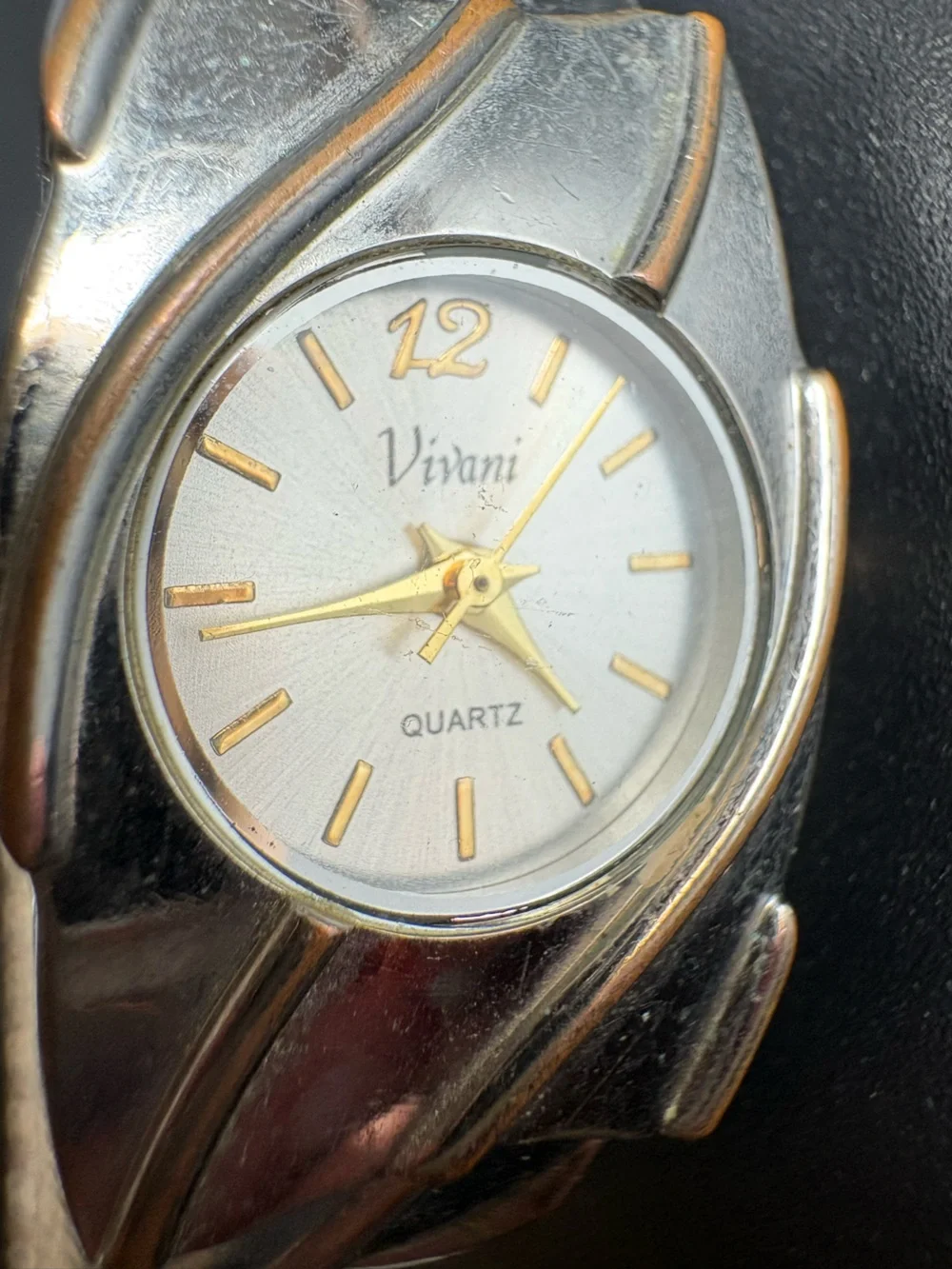 Vivani Silver and Gold Tone Women's‎ Vintage Quartz Cuff Watch